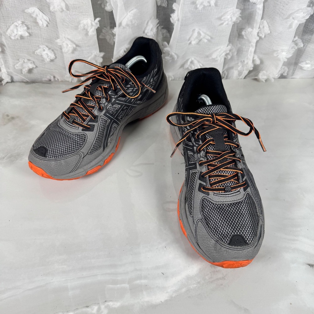 Asics Gel-Venture 6 Sneakers Grey Black Orange Breathable Mesh Men's 11.5 (4E)